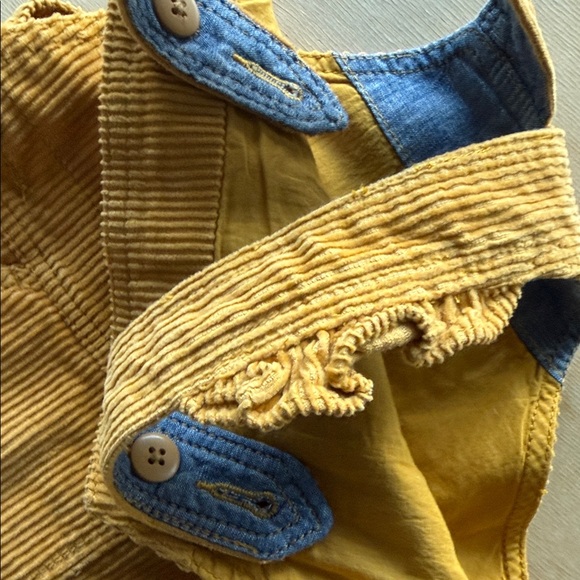 Baby gap Kids Mustard Corduroy adjustable button top Overall dress - Picture 3 of 5